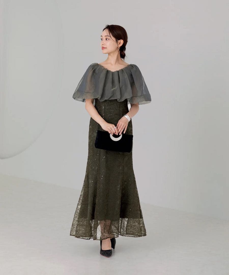 LEJA / 2WAY オフショルダーパフスリーブマーメイドワンピースドレス