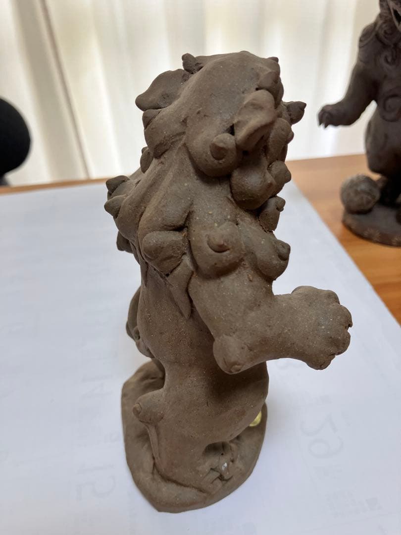 琉球　沖縄　壺屋焼　立ちシーサー二体　ヤチムン　やちむん
