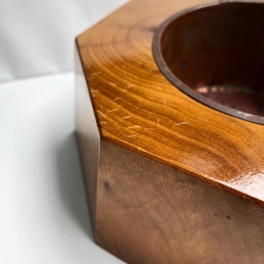 古民具 卓上火鉢 木製 八角形 小型 茶道