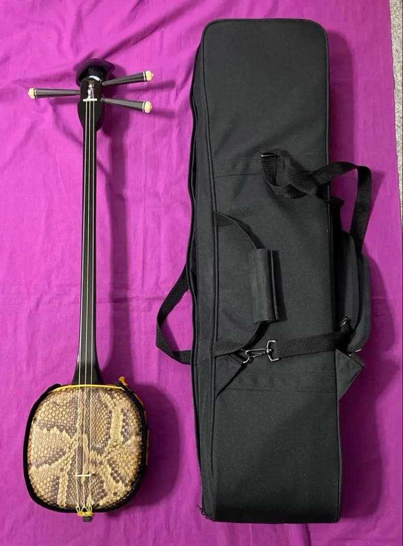 三線本体 ヘビ革 ケース付き
