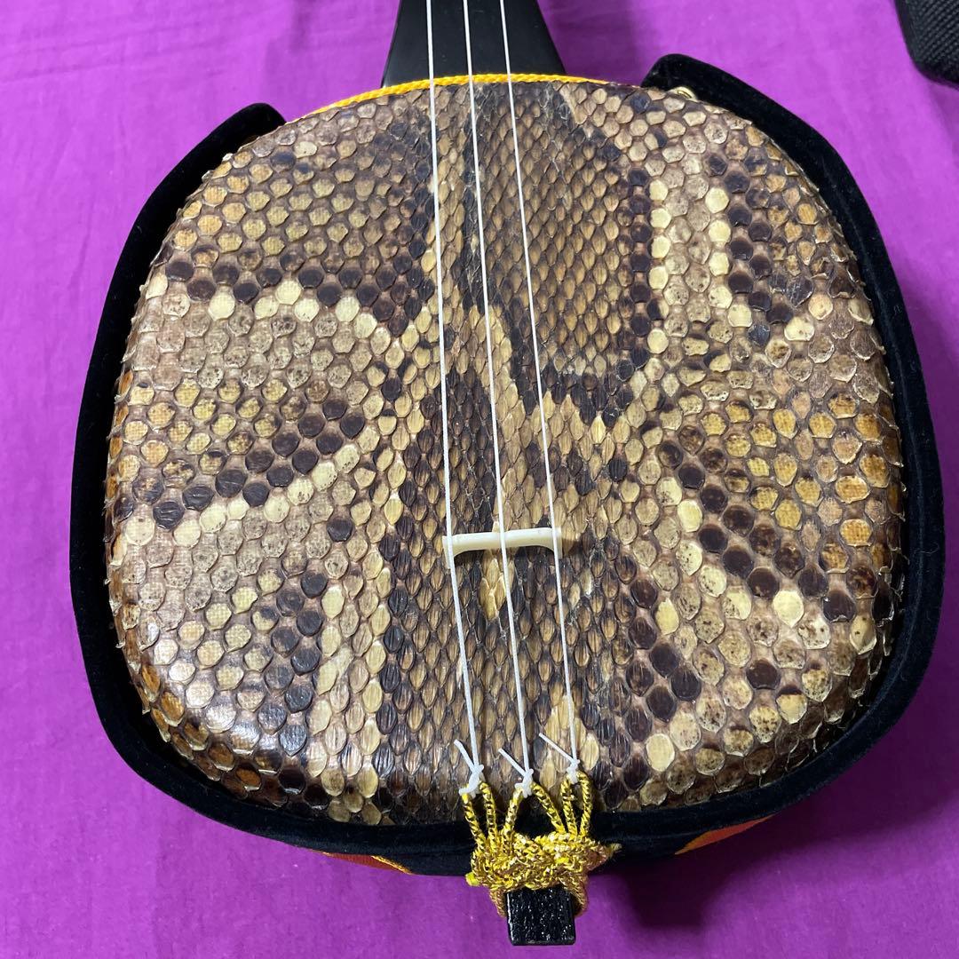 三線本体 ヘビ革 ケース付き