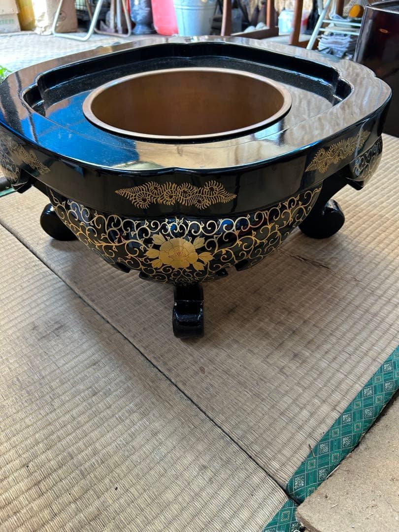 黒色漆器 四角形椀 金色装飾 美術品・アンティーク・コレクション