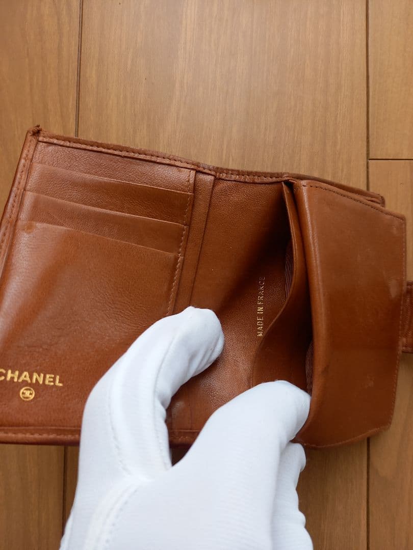 最終値下げ価格 CHANEL 折り財布 ブラウン がま口
