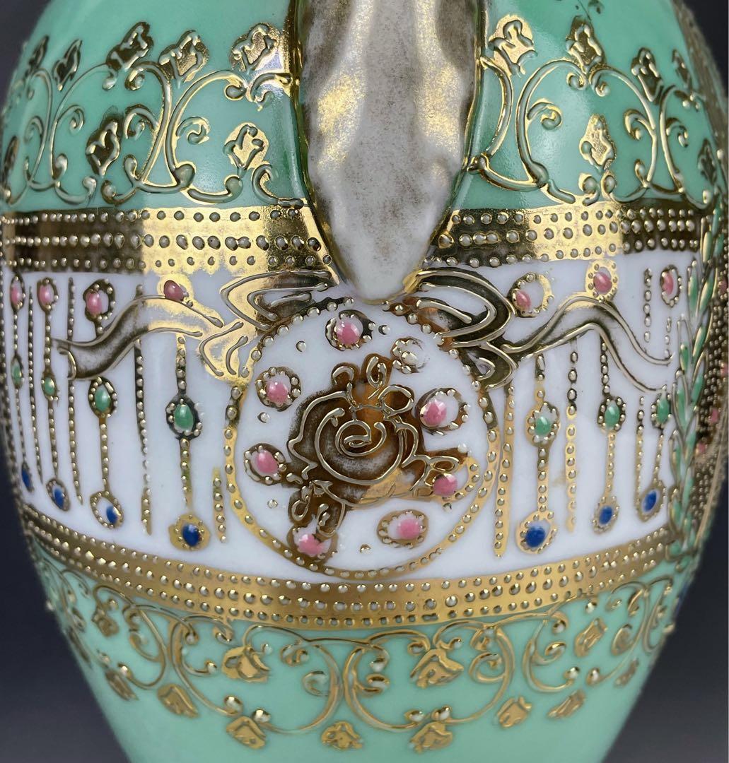 【大型】オールドノリタケ ２６㎝ アールヌーボー 薔薇紋花瓶 ジュエル ジュール