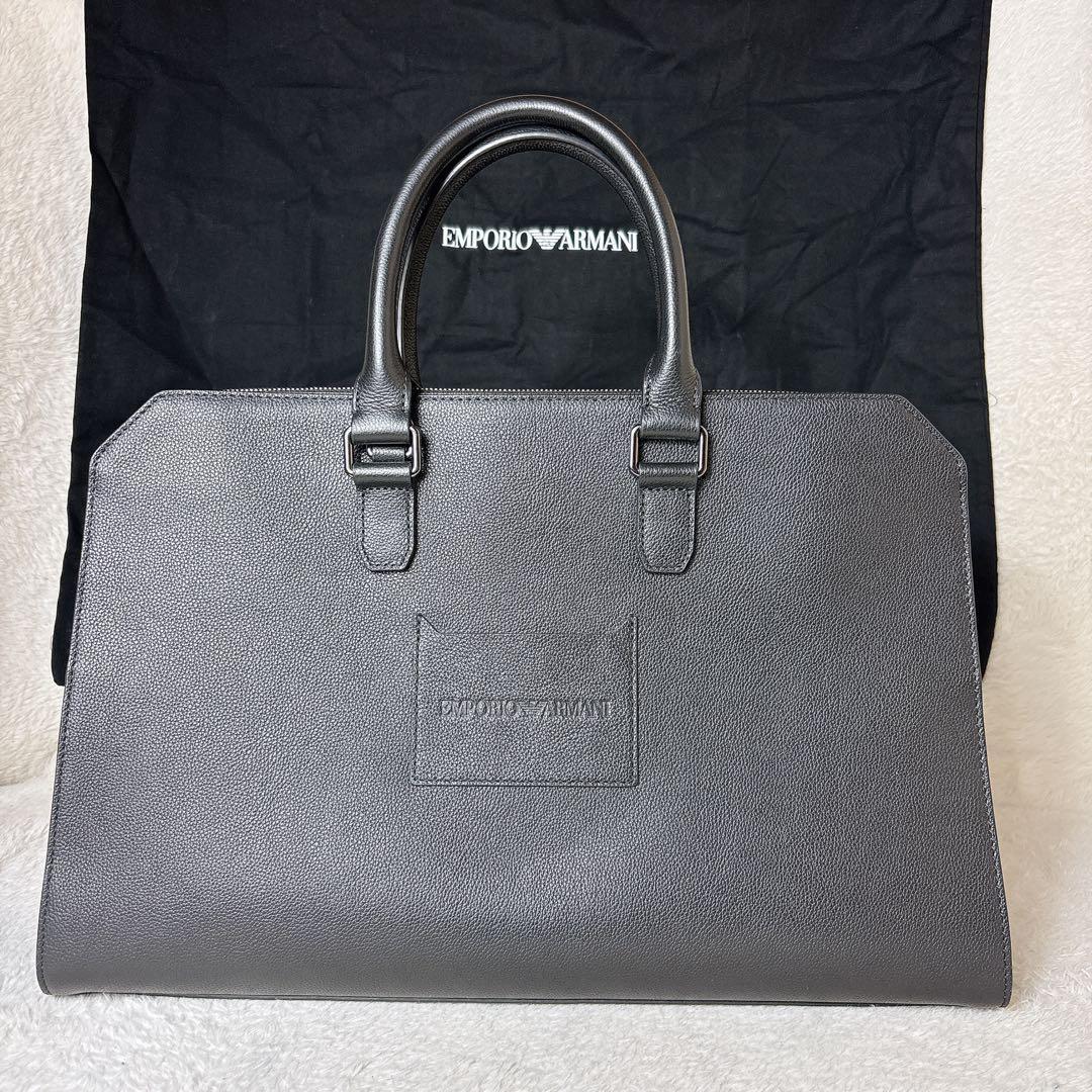 現行 EMPORIO ARMANI タンブルレザー ビジネスバッグ