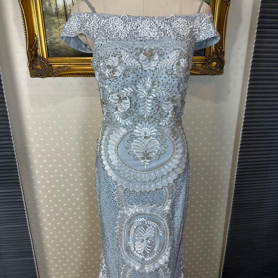 ★要プロフ確認★あなばら いづみ様 ライトブルー オフショルダー刺繍ドレス