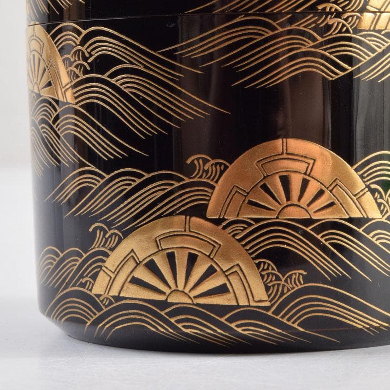 はるこ様専用 茶道具 塗師川瀬表完作 源氏車蒔絵雪吹茶入 共布共