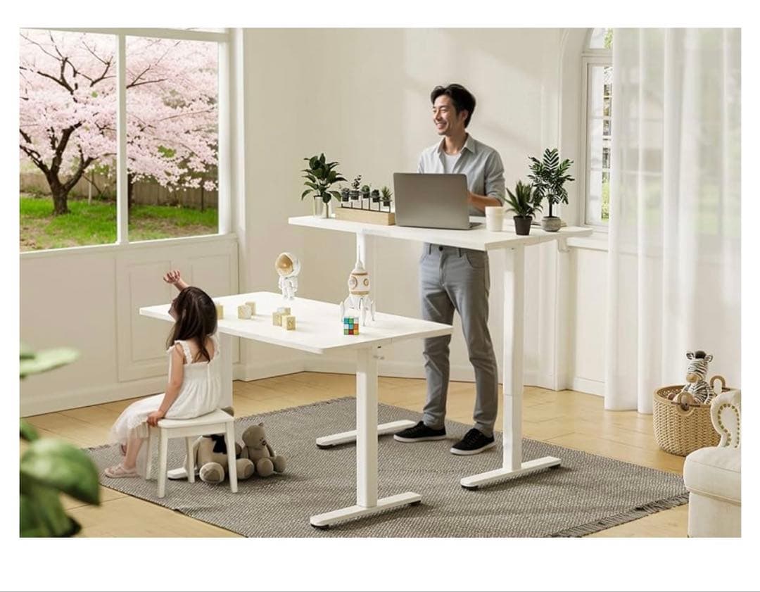 Claiks 電動昇降式デスク　ホワイト　高さ72cm-118cm