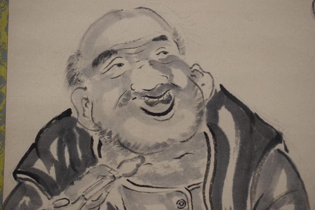 夢山人/漁礁問答画賛/掛軸☆宝船☆Z-476