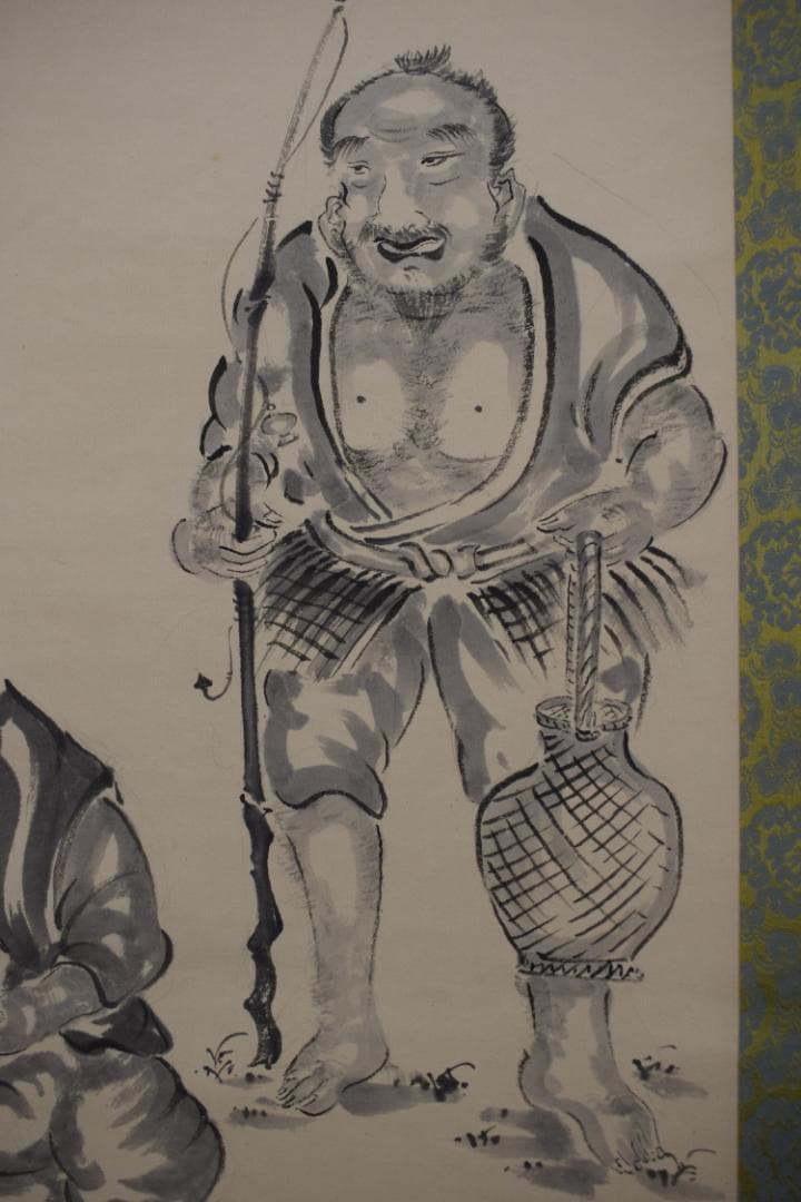 夢山人/漁礁問答画賛/掛軸☆宝船☆Z-476