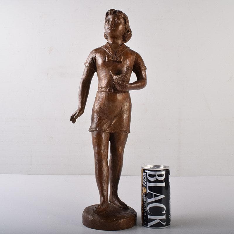 純作　ブロンズ像　少女像　置物　高さ約40cm　重さ約4.24㎏　VR8157H