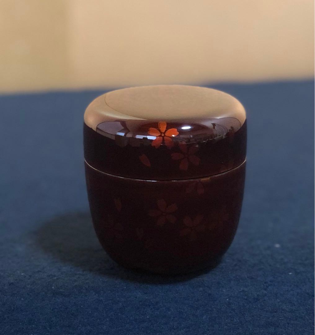 《R》茶道具 夜桜蒔絵 中棗 中村湖彩 共箱 元箱　260116き4