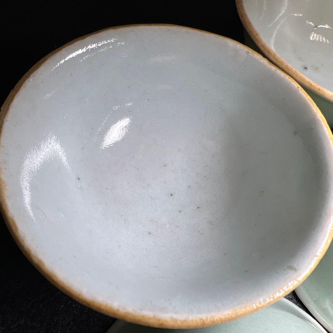 中国清朝時代 南京青磁煎茶碗10客 口径約6.5㎝ 東Y7-1208