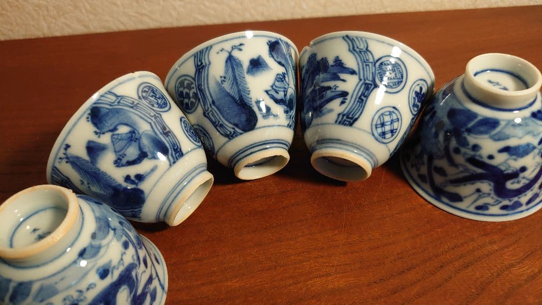 李朝 煎茶碗 染付 九谷焼 龍の図 古染付 アンティーク伊万里 5