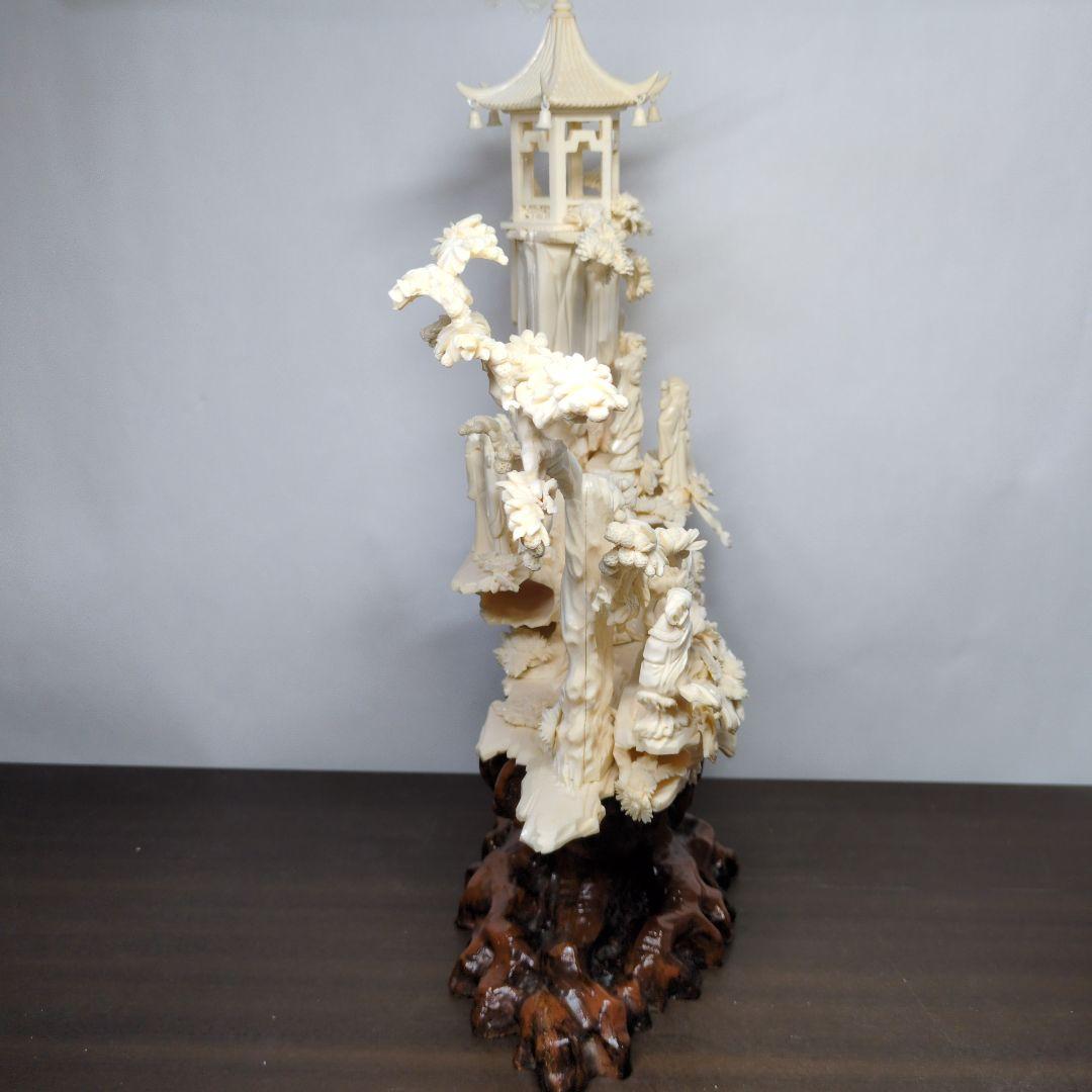 中国美術 八仙 桃源郷 細密彫刻 置物 高さ約42cm - メルカリ