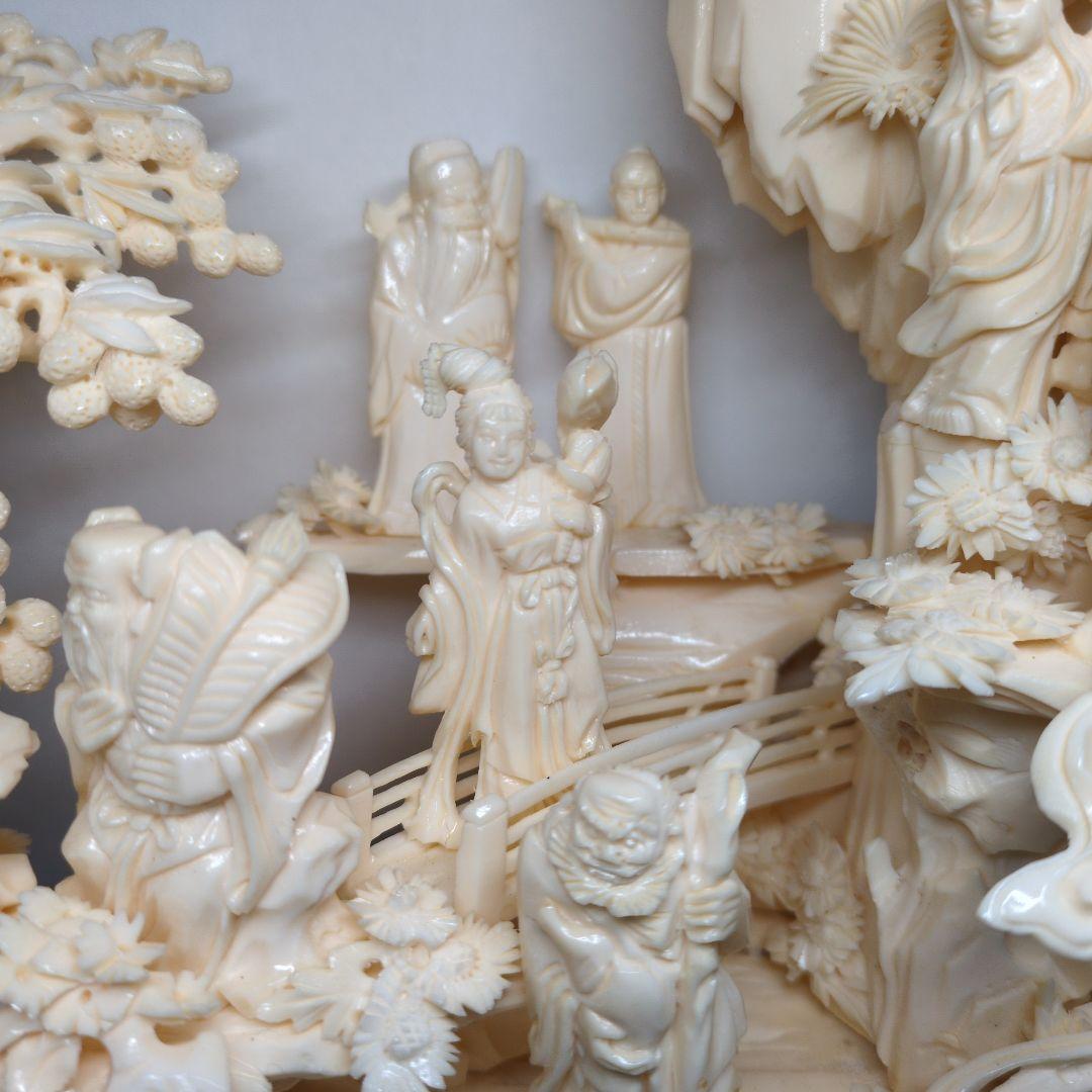 中国美術 八仙 桃源郷 細密彫刻 置物 高さ約42cm - メルカリ