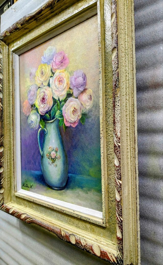 画家haru油彩画F6号＊薔薇＊肉筆画＊原画、一点物＊静物画。