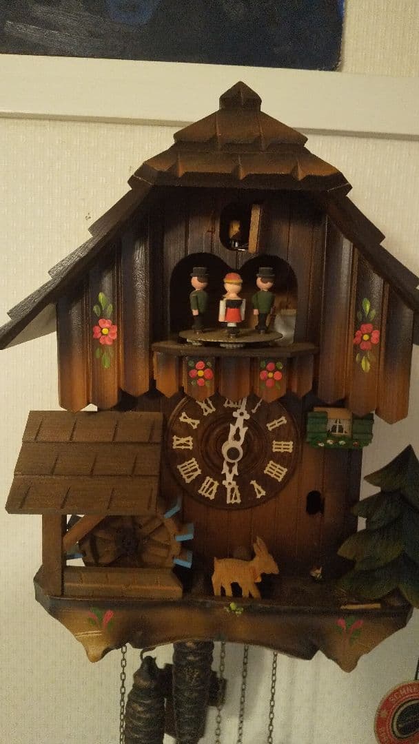 オルゴール 鳩時計 スイス時計 カッコー時計 からくり 水車 木製