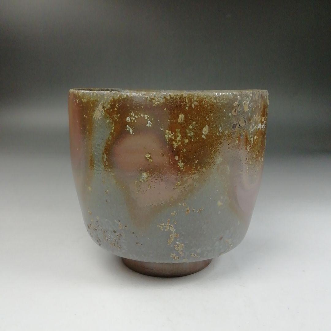 W138 茶碗 『備前焼』『筒茶碗』『陶吉 造』 共箱 抹茶碗 茶道具