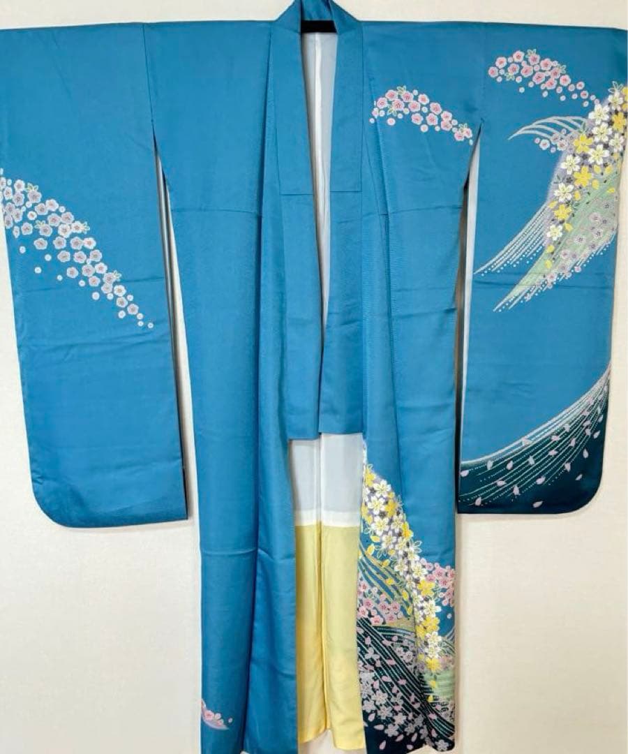 D12 訪問着 京友禅の巨匠 頼田勉 胡蝶蘭 金通し 正絹 着物 袷 極美品