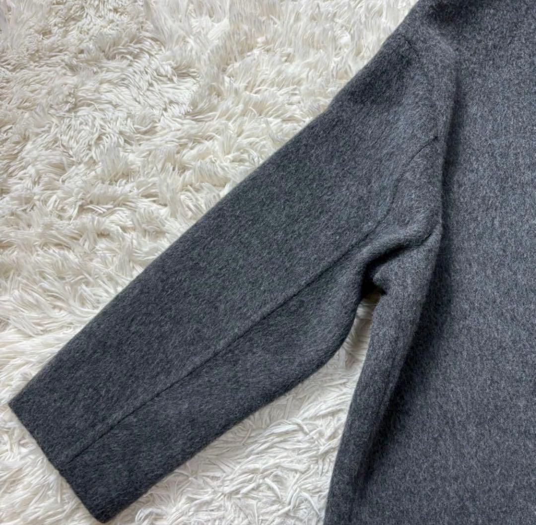 美品】エンフォルド ウールリバーコート チェスターコクーン グレー×緑