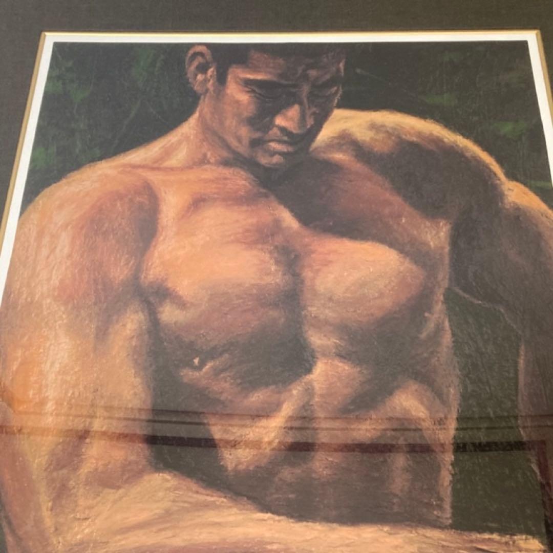 福山小夜 「高倉健の世界」版画 黄金の服 シルクスクリーン 大型 額装