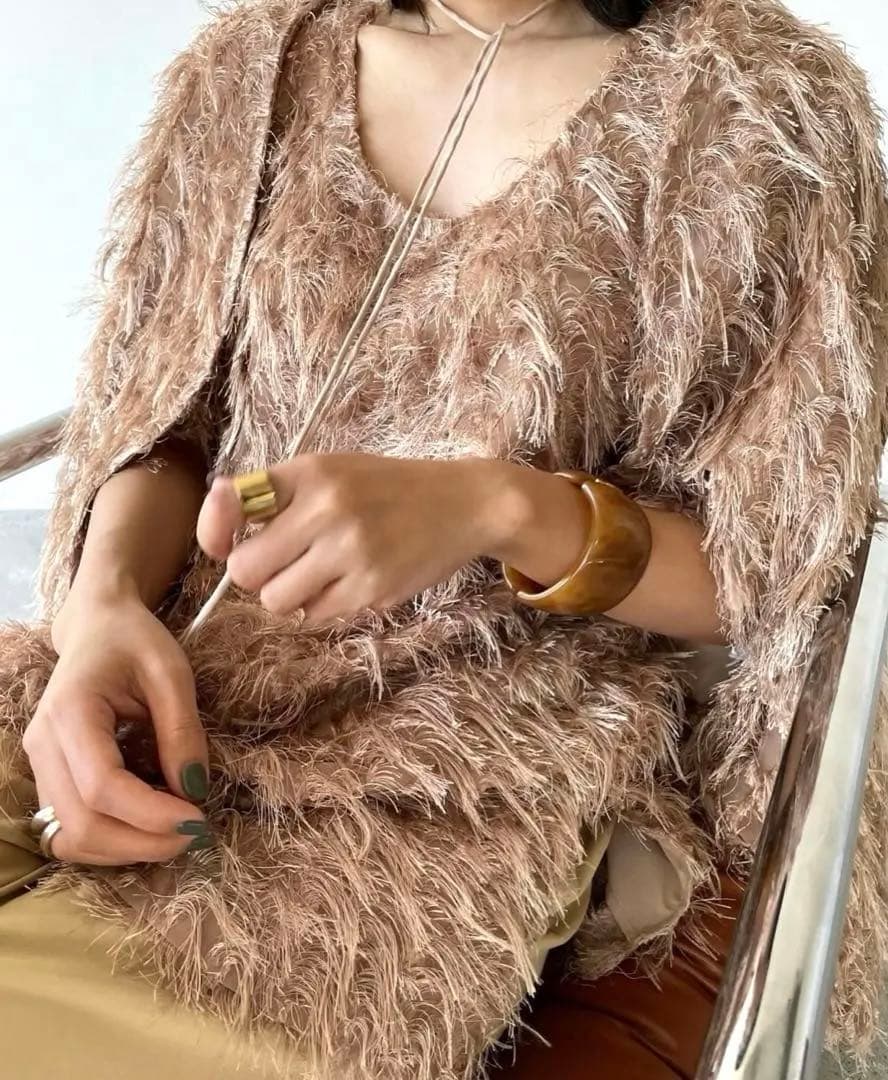 トップス CLANE / W FACE CROSS FRINGE TOPS