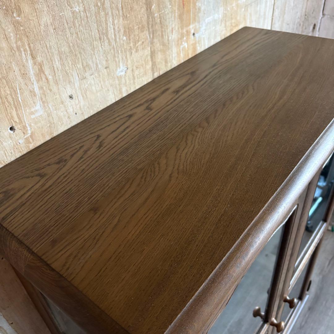 旭川家具 勇峰工芸 猫脚キャビネット 飾り棚 ギャラリーボード 道産ナラ材