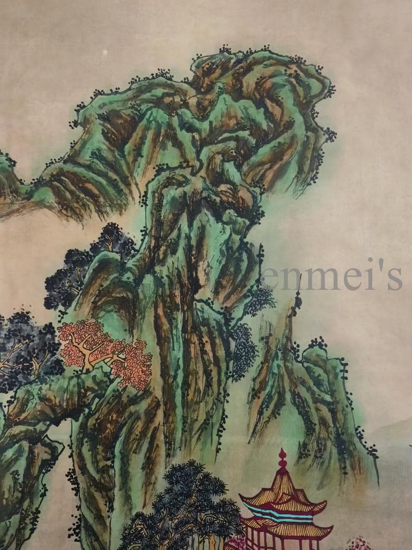 中国古美術 清代 王原祁作款 山水画 水墨画 宣紙 肉筆 六尺中堂画