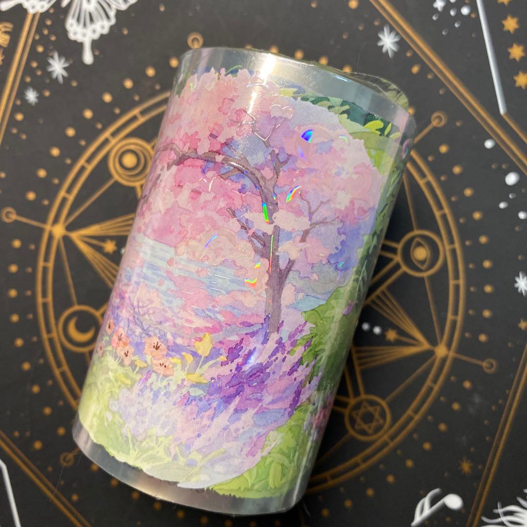 B1】海外 10m巻 PET/貝殻光マスキングテープ 背景系/装飾系/動物系