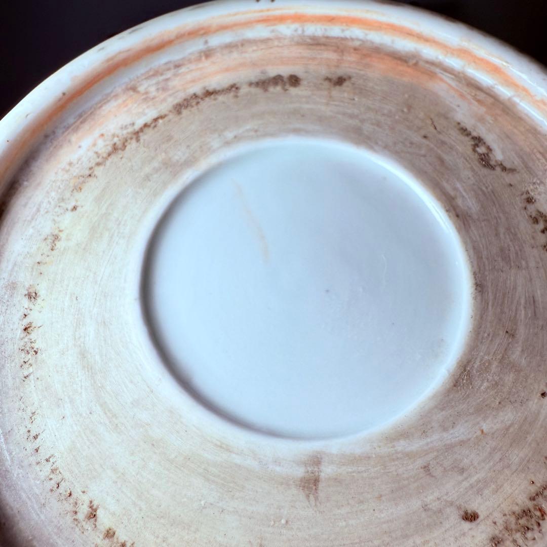 幕末～明治期 豪商所蔵品 赤絵丸紋大丼 二点揃い コウモリ文 名品 古