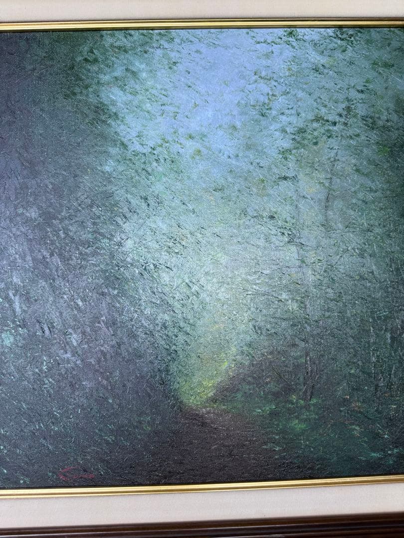 板垣文雄 油彩画 NO.1953 1988年制作 山形県古寺への経に