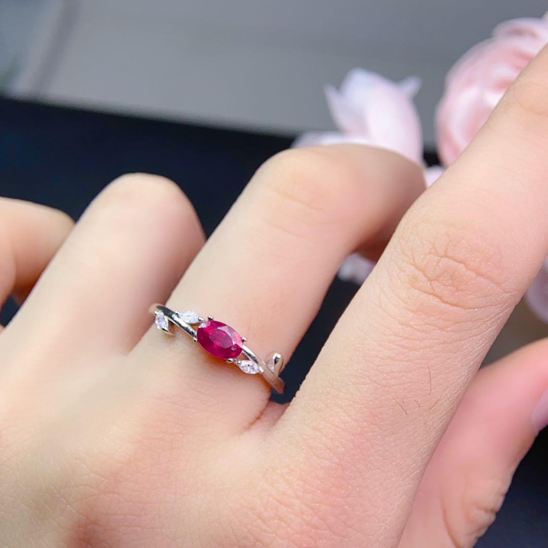 天然ルビー リング 上品な赤色｜S925 シルバー（ホワイトカラー）