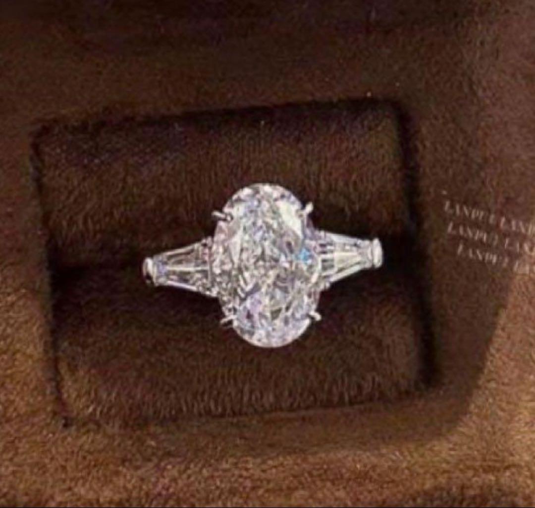 最高級　モアサナイトダイヤ　オーバルカット リング3.5カラット