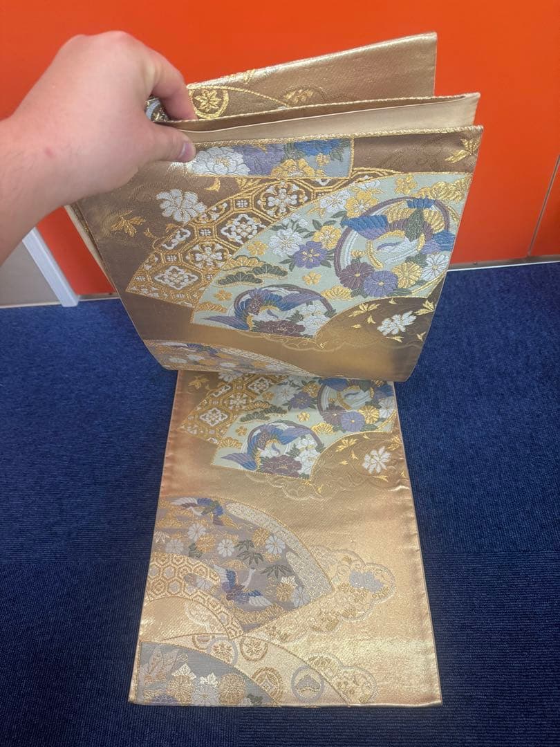2691袋帯 古代彫金紋 西陣織 金糸 高級上質上品 約440cm 未使用