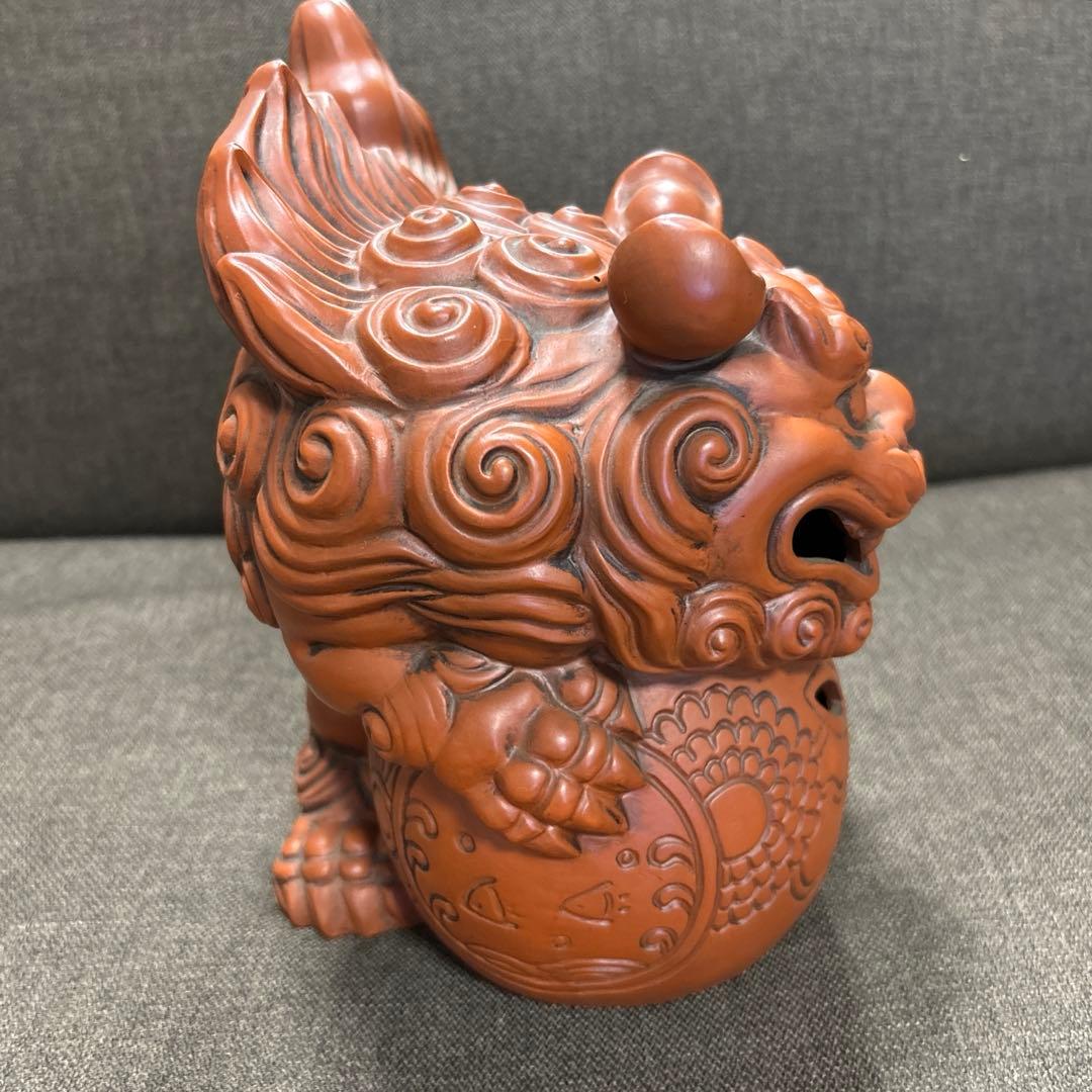 玉乗り獅子】＊狛犬 陶器 縁起物 唐獅子 床の間飾り 骨董 美術品 伝統工芸