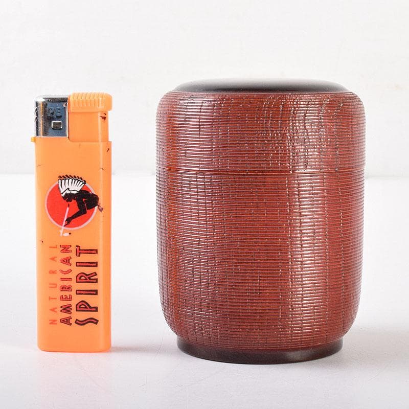 茶道具　輪島塗　久世宗春作　千筋涌茶入　棗　共箱　V　6886