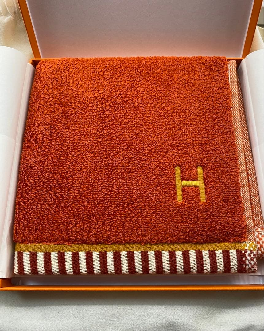 HERMES エルメス オレンジ タオルハンカチ