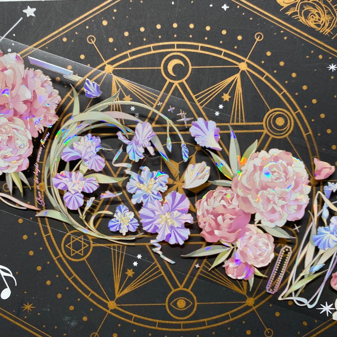 7713】海外マステ2.5/5/巻売り貝殻光マスキングテープお花系