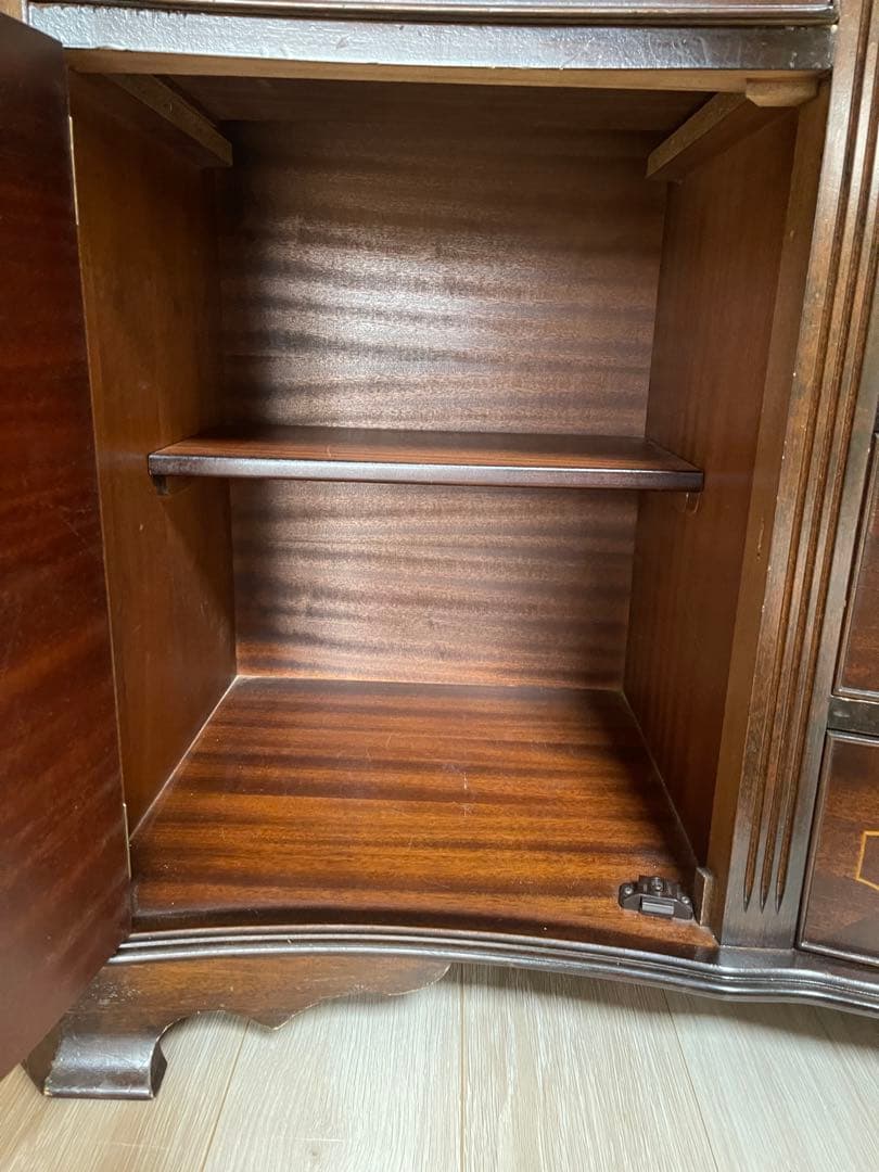 ダークブラウン木製キャビネット 5引き出し 大きい アンティーク 天然