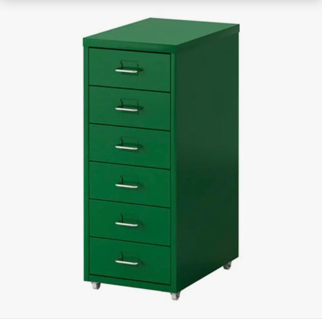 入手不可グリーンの新品! IKEA HELMER 6段キャビネット未使用未開封