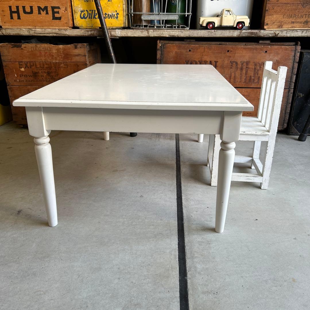 現行ビンテージ デスク & ミニ椅子 セット シャビー ホワイト ロー