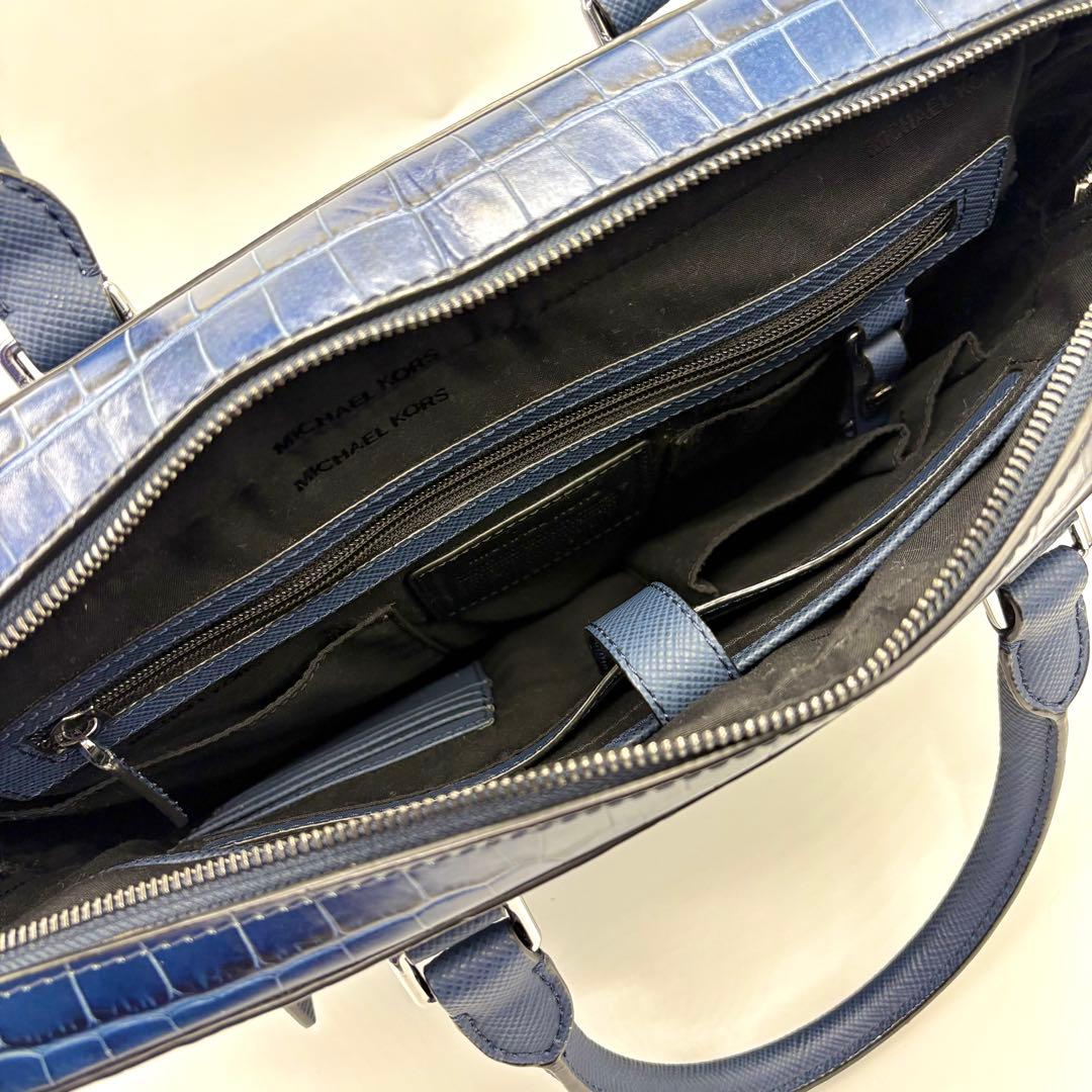 未使用級 2way マイケルコース クロコ型押 イタリアンレザー ブリーフケース