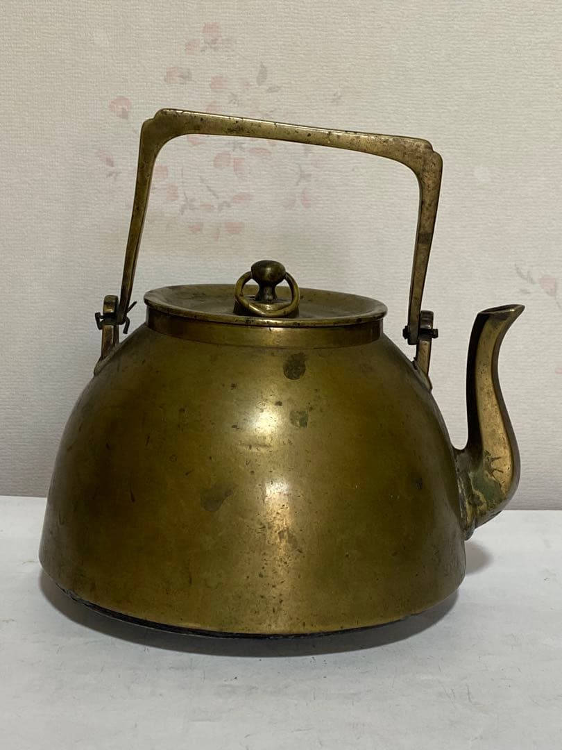 ♢中国清時代 真鍮製 薬鑵 薬缶 酒缶 茶器やかん 銅器銅製 珍物