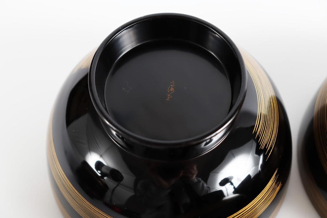 輪島塗 大向高洲堂 黒一筆 煮物椀 五客 共箱 輪島塗 大向高洲堂 煮物椀