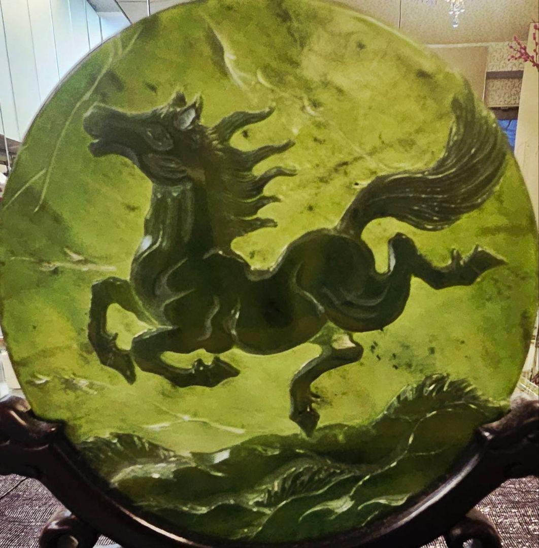 緑玉色 飾り 馬 置物