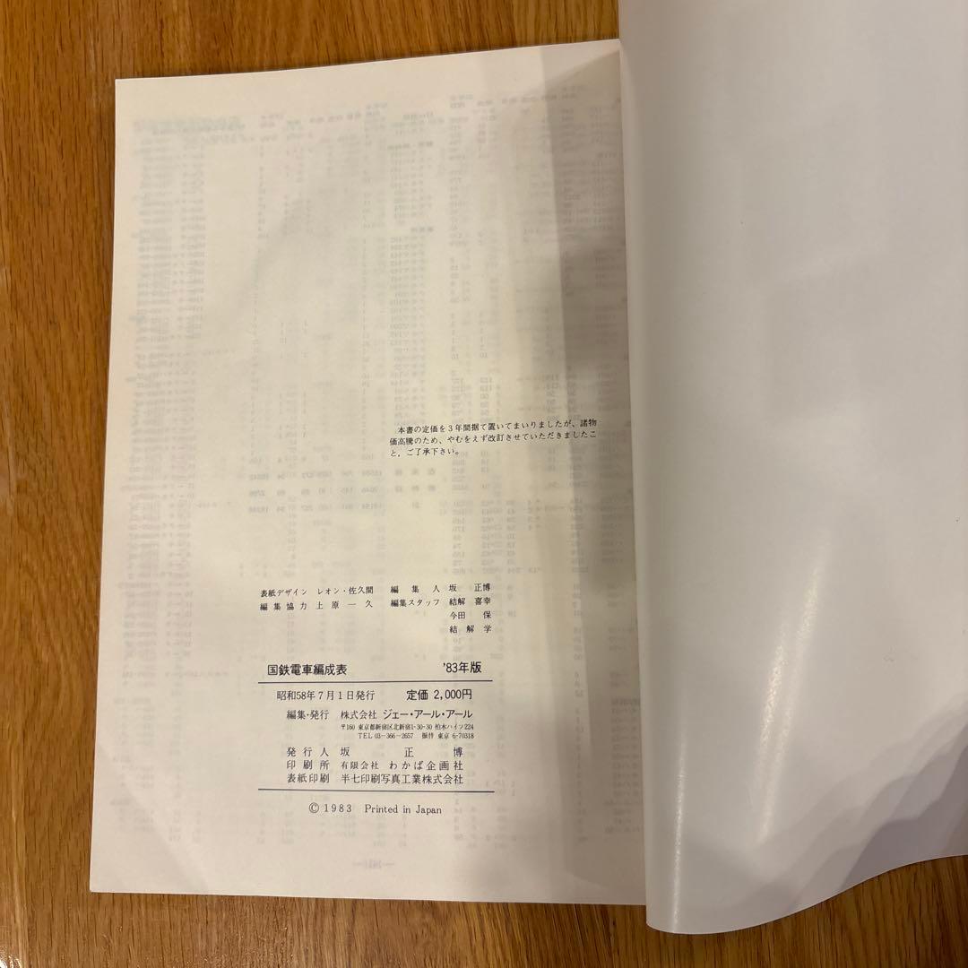 希少】国鉄電車編成表 83年版 ジェイ・アール・アール①