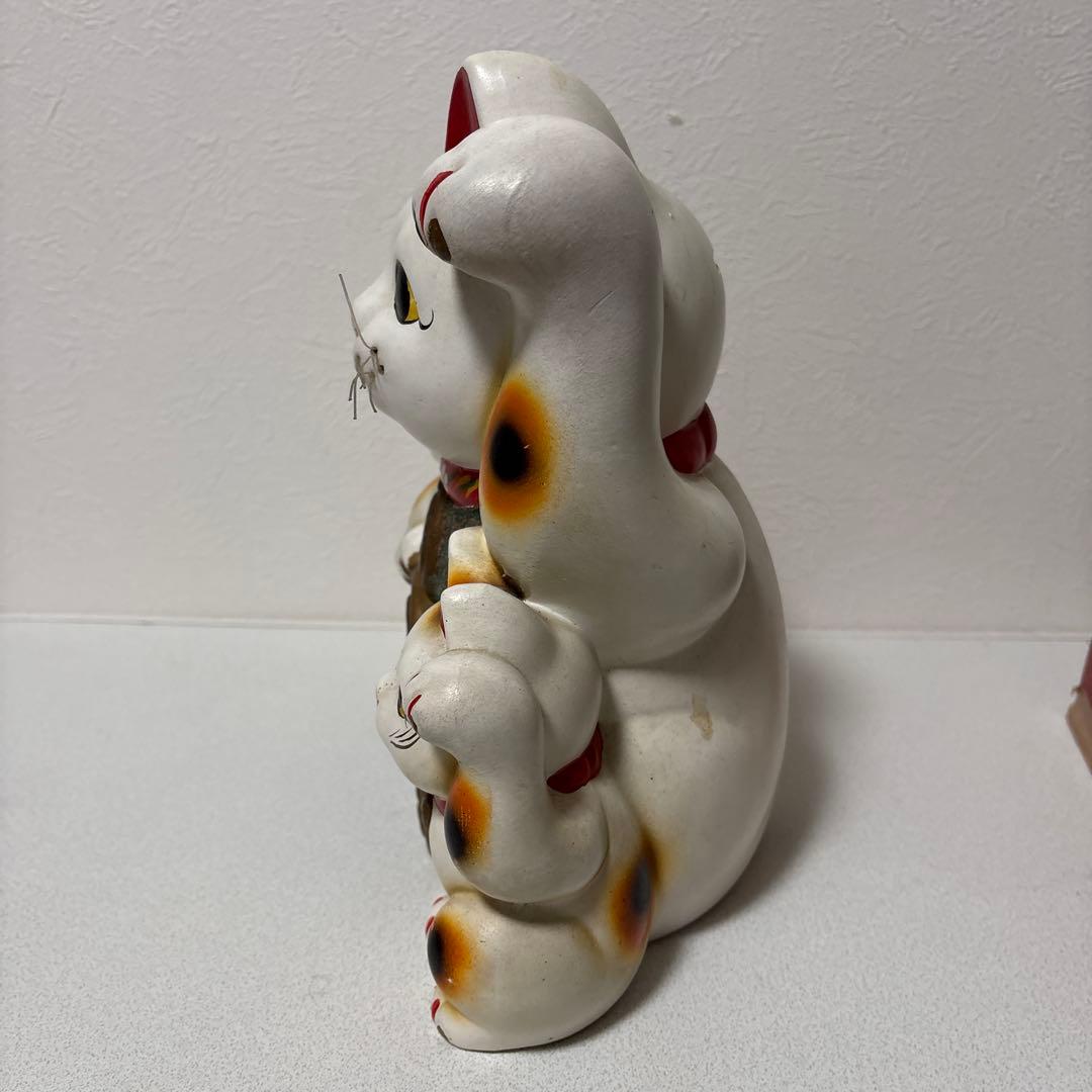 特大 招き猫 貯金箱 福 開運 千万両 縁起物 金運 陶器 人形 35cm
