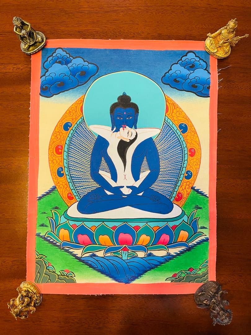 手描き 肉筆画 シャクティ タンカ 曼荼羅 仏陀 ブッタ 38.5 × 28.5