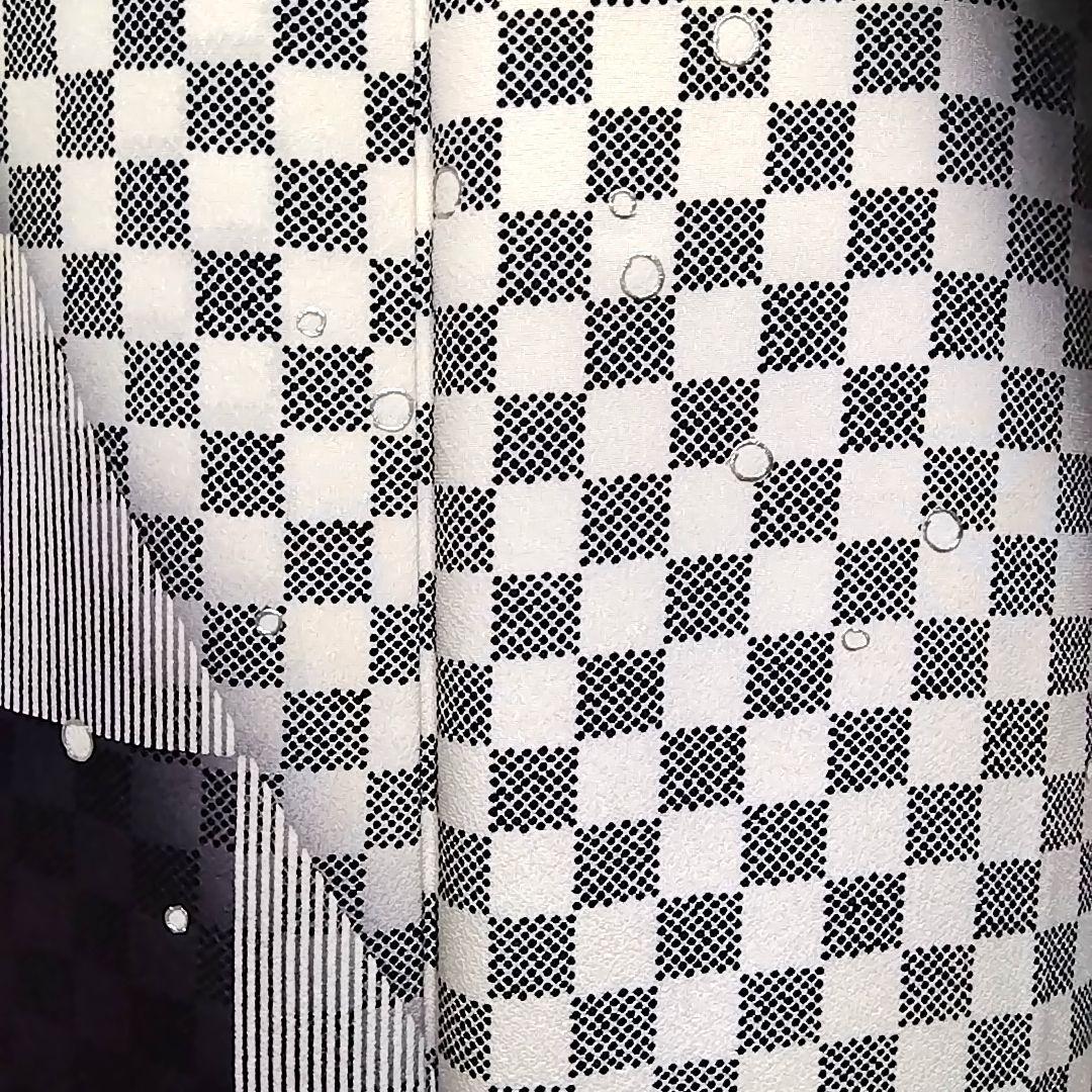 訪問着 セット 袋帯 じゅらく 帝王紫 作家物 落款 黒 白 市松模様